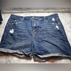Old Navy Distressed‎ Blue High Rise Jean Shorts- 16
